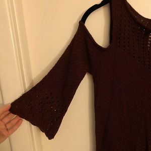 LC Lauren Conrad burgundy cold shoulder sweater